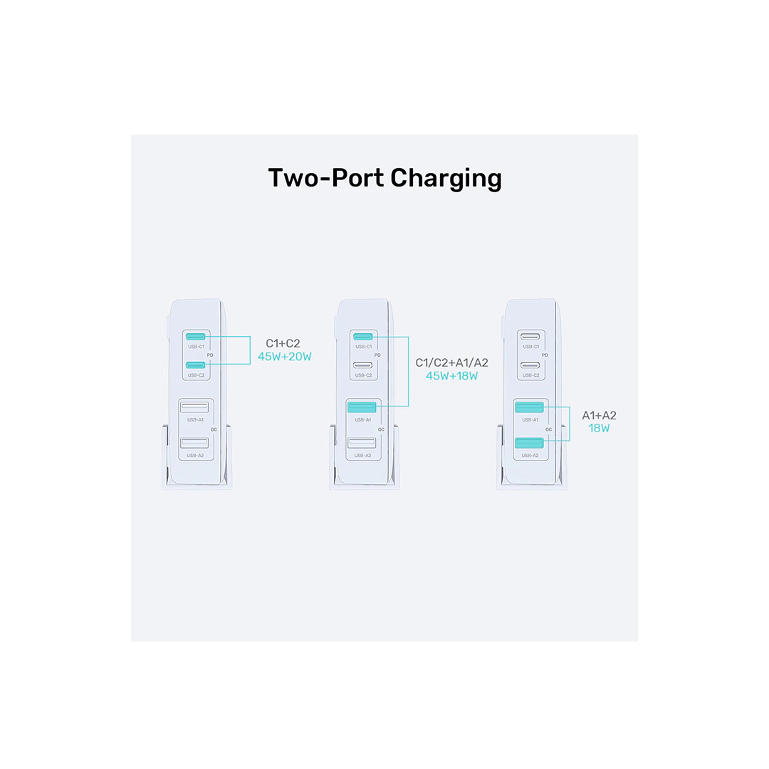 Unitek Charge Desktop 70W 4in1 GaN Charger - White in Qatar Unitek Charge Desktop 70W 4in1 GaN Charger - White in Qatar